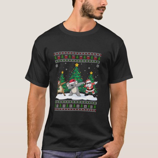 ダビングサンタトナディアコアラツリーライツ醜いクリスマス Tシャツ (正面)