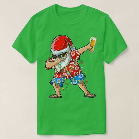 ダビングサンタハワイアンクリスマスビールT Tシャツ (デザイン正面)