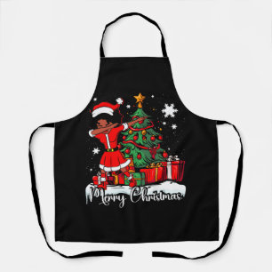 ダビングサンタブラックアフリカンアメリカンガールクリスマ エプロン