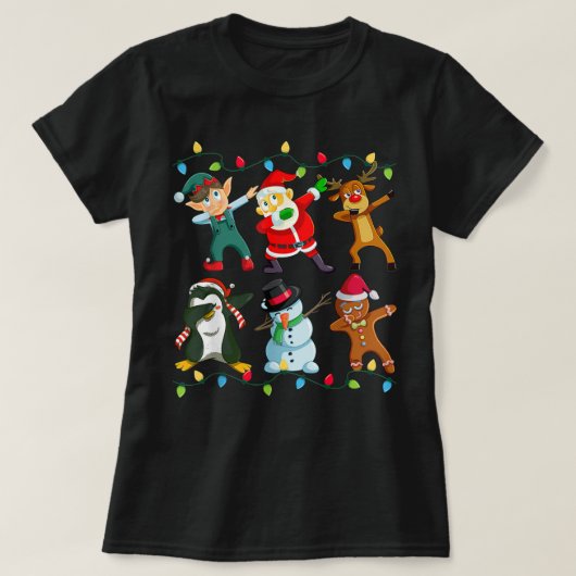 ダビングサンタ小妖精や小人フレンズクリスマスキッズボーイズメンズ Tシャツ (デザイン正面)