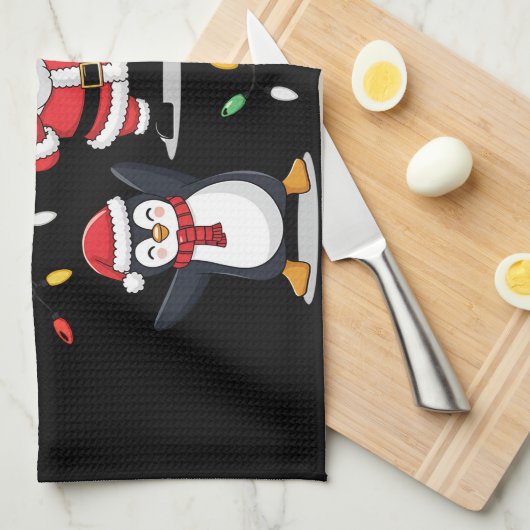 ダビングサンタ小妖精や小人フレンズクリスマスクリスマスダブ キッチンタオル (四つ折り)