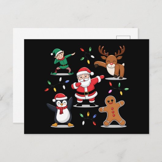 ダビングサンタ小妖精や小人フレンズクリスマスクリスマスダブ シーズンポストカード (正面/裏面)