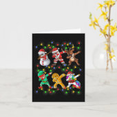 ダビングサンタ小妖精や小人フレンズクリスマスボーイズガールメンズ カード (黄色い花)