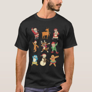 ダビングサンタ小妖精や小人フレンズクリスマスボーイズガールメンズ Tシャツ