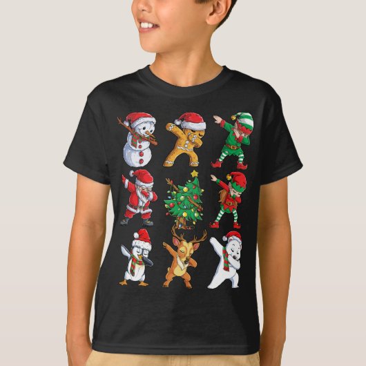 ダビングサンタ小妖精や小人フレンズクリスマス Tシャツ (正面)
