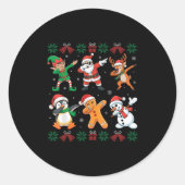 ダビングサンタ小妖精や小人フレンズ醜いクリスマスボーイズ女の子 ラウンドシール (正面)
