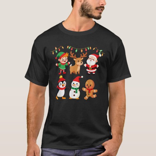 ダビングサンタ小妖精や小人フレンズChristmas Squad Pajama Tシャツ (正面)