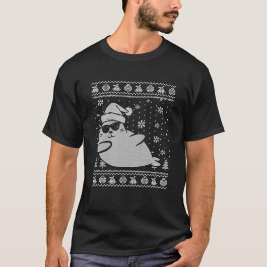 ダビングシール踊りかわいいシールサンタおもしろい醜いC Tシャツ (正面)