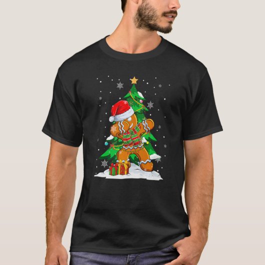 ダビングジンジャーブレッドクリスマスツリーのライトクリスメリータム Tシャツ (正面)