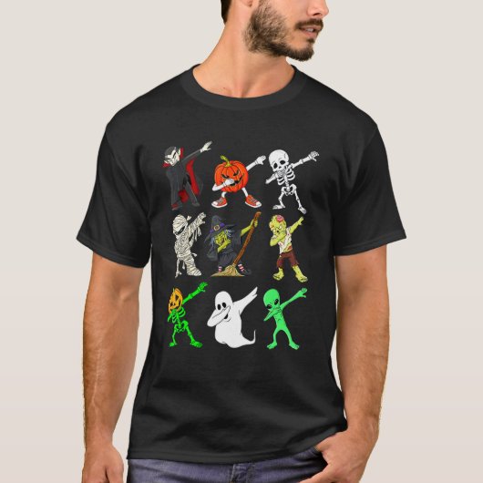 ダビングスケルトンおもしろいゾンビヴァンパイア幽霊ダンス Tシャツ (正面)