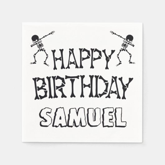 ダビングスケルトンハロウィーンハッピーバースデーパーティー スタンダードカクテルナプキン (正面)