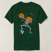 ダビングスケルトンパンプキンサッカーハロウィーンボーイズギール Tシャツ (デザイン正面)