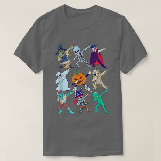 ダビングスケルトンモンスターズ面白いハロウィンボーイズギール Tシャツ (デザイン正面)