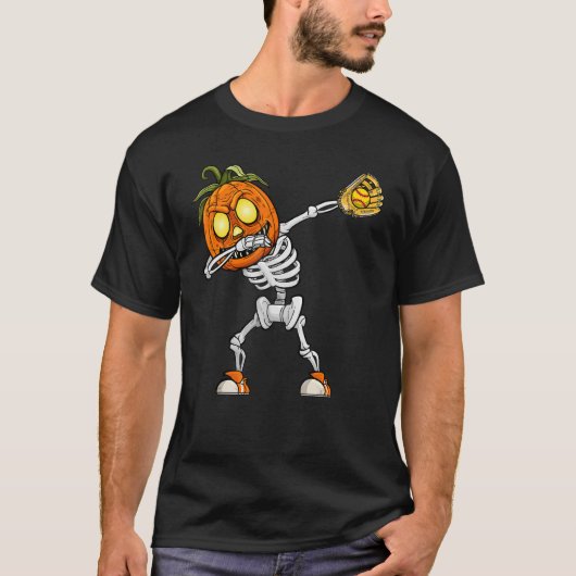 ダビングスケルトン選手ソフトボール捕手投手H Tシャツ (正面)