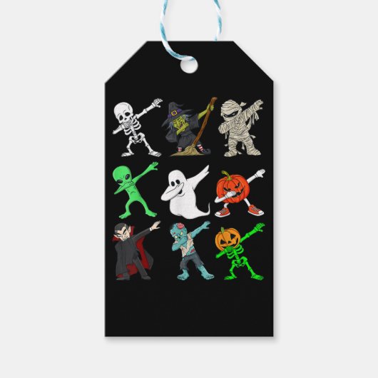 ダビングスケルトン魔女とモンスターのハロウィン ギフトタグ (正面)