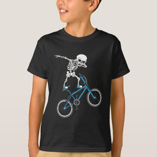 ダビングスケルトンmtb自転車BMXおもしろい Tシャツ (正面)
