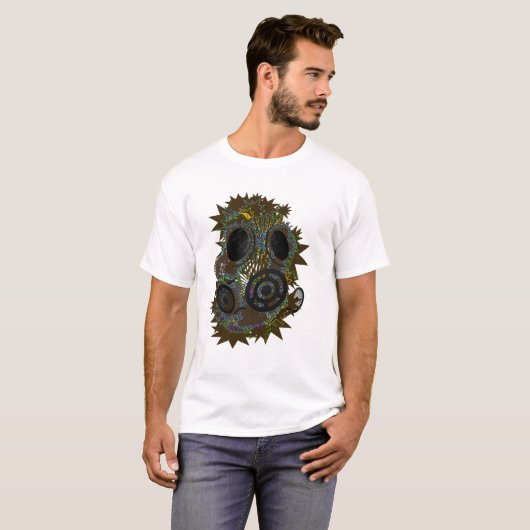 ダビングステップ原子灰のマスクマイクロ繊維の妻虐待者 Tシャツ (正面フル)