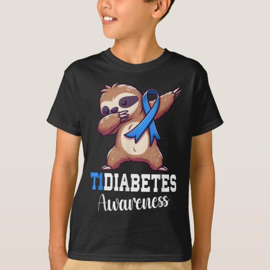 ダビングスロッス糖尿病認識度1型糖尿病B Tシャツ (正面)