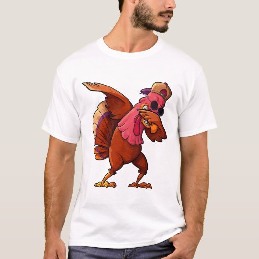ダビングターキー感謝祭Tシャツ - 面白いピルグリム Tシャツ (正面)