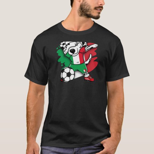 ダビングダルマティアンイタリアサッカーファンジャージーイタリアン Tシャツ (正面)