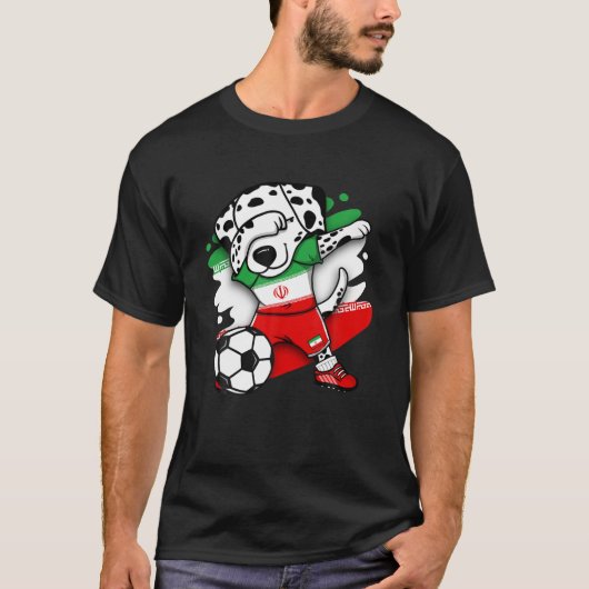 ダビングダルマティアン犬イランサッカーファンジャージー足 Tシャツ (正面)