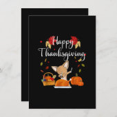 ダビングチワホアドッグターキーハッピーサンクスギビング サンキューカード (正面/裏面)