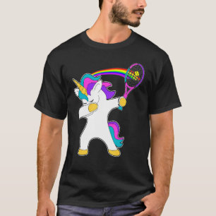 ダビングテニスユニコーン踊りDab For Tennis Girl Tシャツ
