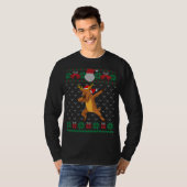 ダビングトナカイ、醜いクリスマスセータークリスマス Tシャツ (正面フル)