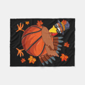 ダビングトルコとスケットルll秋ビーブスサンクスギヴィ フリースブランケット (正面(横))
