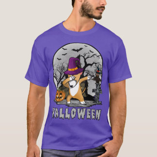 ダビングドッグハロウィーンブルテリアダブハットウィッチC Tシャツ