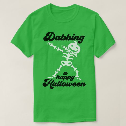 ダビングハロウィーンのカボチャのちょうちん骨格 Tシャツ (デザイン正面)