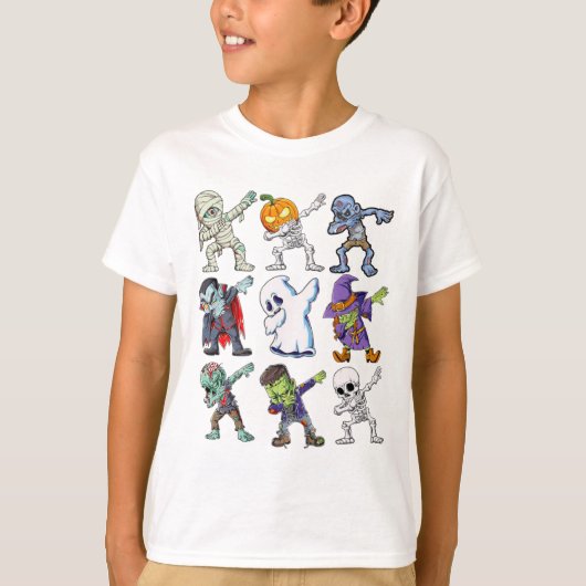 ダビングハロウィーンボーイズスケルトンゾンビママ Tシャツ (正面)