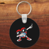 ダビングハートインアマスクおもしろいバレンタインデーDab キーホルダー (裏面)