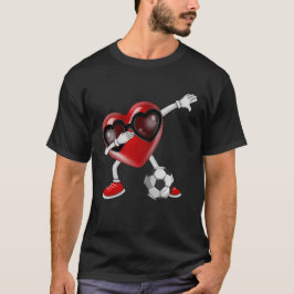 ダビングハートダブカワイバレンタインデー少年サッカー Tシャツ