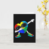 ダビングハートパズルピース自閉症ダブボーイズガールズ カード (黄色い花)