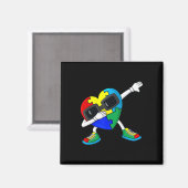 ダビングハートパズルピース自閉症ダブボーイズガールズ マグネット (正面/裏面)