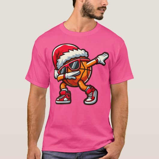 ダビングバスケットボールクリスマスおもしろい幼児ボー Tシャツ (正面)