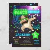 ダビングパグ誕生日招待状/ボーイダンスパーティー 招待状 (正面/裏面)