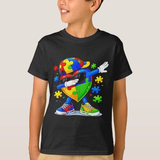 ダビングパズル 自閉症啓発 楽しい Tシャツ (正面)