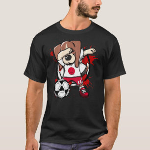 ダビングビーグル犬ジャパン日本サッカーファンのジャージー足場 Tシャツ