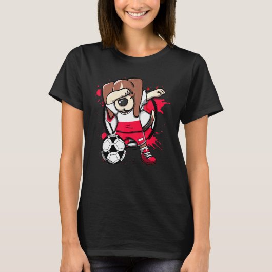 ダビングビーグル犬ポーランドサッカーファンジャージーフットブ Tシャツ (正面)