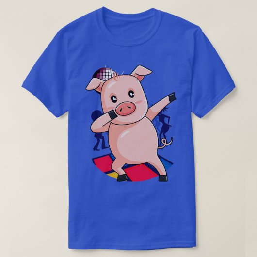 ダビングピグ踊りファーム動物ピンクピグレット(3) Tシャツ (デザイン正面)