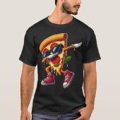 ダビングピザスライスダンス ピザ好き少年ダンサー Tシャツ (正面)
