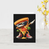ダビングピザスライス踊りピザラバーボーイおもしろい カード (黄色い花)