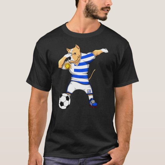 ダビングピットブルドッグウルグアイのサッカーファンJersey Foo Tシャツ (正面)