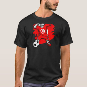 ダビングフランスのブルドッグのチュニジアのサッカーファンジャージー Tシャツ