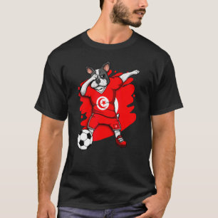 ダビングフランスのブルドッグのチュニジアのサッカーファンジャージー Tシャツ