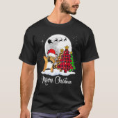 ダビングフランスのブルドッグダブドッグクリスマスツリークリスマス Tシャツ (正面)