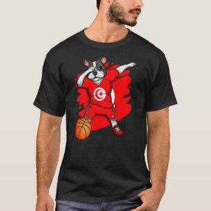 ダビングフランスのブルドッグチュニジアバスケットボールファンジャーズ Tシャツ