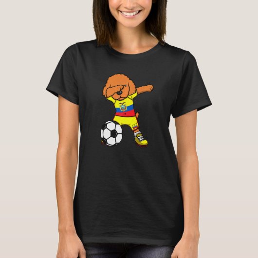 ダビングプードルドッグエクアドルのサッカーファンジャージー足 Tシャツ (正面)